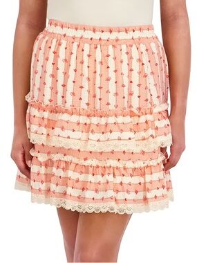 BRIDGERTON Tiered Printed Mini Skirt Large L Shondaland Netflix NEW NWT